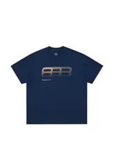 涼感のある冰皮長綿使用のグラデーションLOGO半袖Tシャツ【ビッグシルエット・カップル向け・夏用】