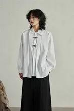 SUNYVONNE クラシックデザイン メタルボタン付き 長袖シャツ【ダブルカラー・レイヤードスタイル】