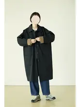 トレンチコート ユニセックス ミドルレングス ルーズ 着痩せ 春 アウター