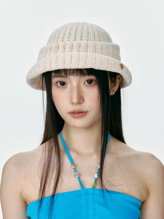 優雅な通気性ニット帽子【春夏用・日除け・フォトスポット・リゾートスタイル】