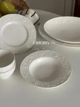 フランス風 エンボス加工の陶器食器【シンプルデザイン・家庭用・高級感のある器】（セットアップ対応）
