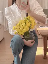 甘美なレースフリルブラウス【春用・パフスリーブ・シンプルデザイン】