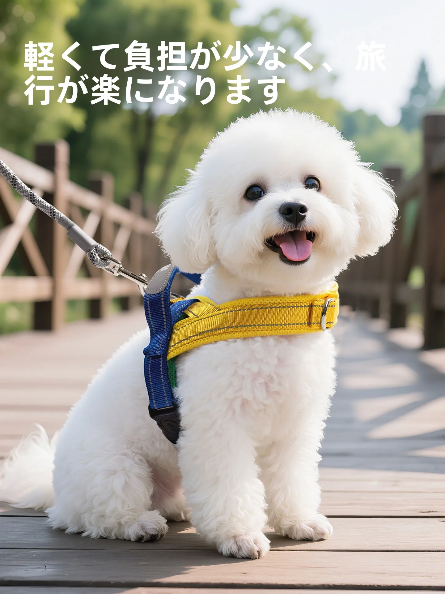 ハーネス型犬用リード：透湿性と首負担軽減が実現される中小型犬向けの安全設計