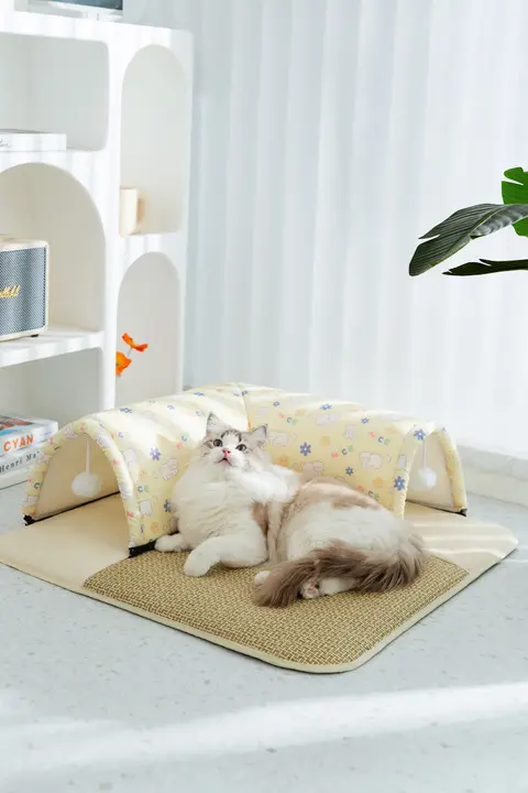 猫用閉じられたベッド【四季対応・隠れ家風・安心感】