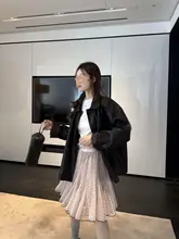 不規則なドット網目デザインのケーキスカート【春夏・ハイウエスト・フリル付き・大きめシルエット】