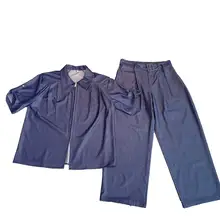 デニムシャツ セットアップ メンズ ブルー きれいめ 上品 クリーンフィット ストリート 夏