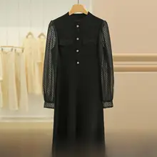 シンプルで洗練されたデザイン！長袖の小黒ワンピース【大人の女性向け・スリムフィット】