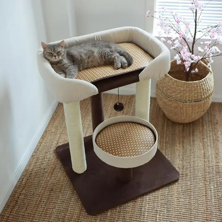 大型キャットタワー【床置き・猫ハウス・登り棒付き】