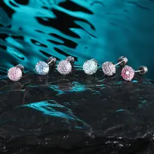 勾玉デザインのチタン合金ピアス【爆発的な輝き・グラデーションジルコニア】