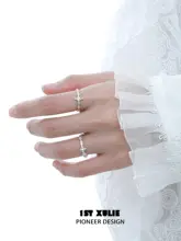 1STXULIE クロスリング【カップル用・オープンデザイン・純銀製・色あせない】