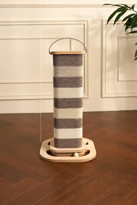耐久性のある段ボール製キャットタワー【立式・爪とぎ付き・猫用】