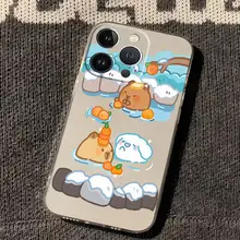 iPhone対応 透明カートゥーンデザインのスマホケース【全包・防摔・男女兼用】