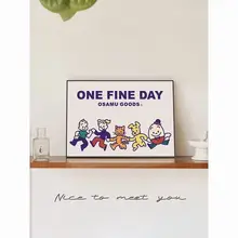モダンな原田治スタイルのダイニング装飾画【かわいいアニメ・テーブル用・リビングや玄関に最適】