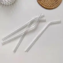 透明耐熱ガラスストロー【環境に優しい・混ぜる棒・カフェ用・弯頭デザイン】