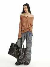 ユニセックス古着風ワイドレッグデニムパンツ【多ポケット・ウォッシュブルー・ストリートスタイル】（セットアップ対応）