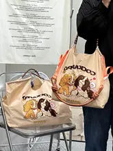 カラフルな刺繍コッカースパニエルエコバッグ【キャンバス製・大容量・通勤用・ショルダーバッグ】