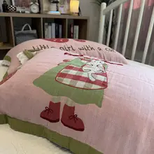 かわいい子供用枕カバー【全棉・四層ガーゼ・ボタン付き・2点セット・48x74cm】