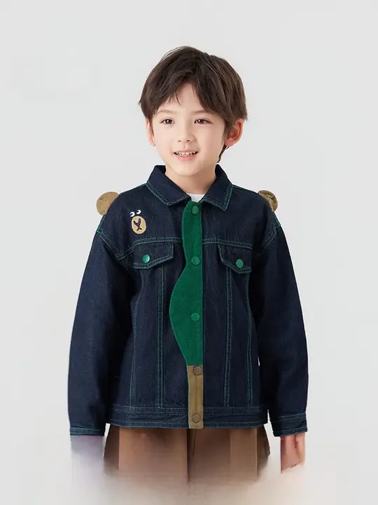 春季用子供用デニムジャケット【男の子・翻領デザイン】（セットアップ対応）