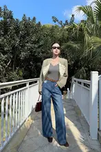 春用レース切替デザインのワイドストレートデニムパンツ【リメイク風・ゆったりフィット】