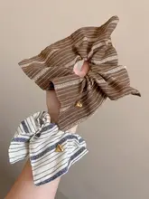 高級感のあるビンテージストライプの四角形ヘアゴム【弾力性・耐久性・ヘアアクセサリー】