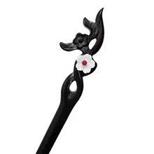 黒檀木製の古風ロウバイ花ヘアピン【ピンクシェル花デザイン・高級感ある漢服用飾り】