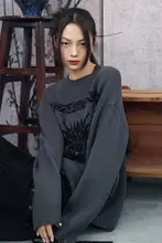大青龍デザインのウールニット【ユニセックス・ゆったりシルエット・伝統的な傩戲トーテム】