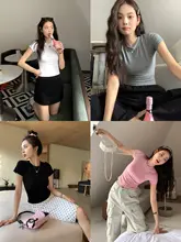 半袖Tシャツ レディース クルーネック ホワイト ニット 着痩せ スリム インナー 夏