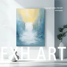 手描き油絵のアートパネル【軽やかな水の流れ・インテリア装飾・ホテル向け】