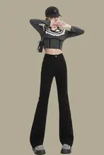黒のフレアパンツ【高腰・小柄向け・ストレート・デニム素材】