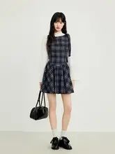 学院風チェック柄ワンピース【秋用・半袖】