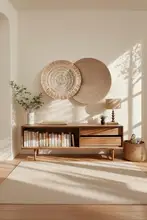 ハンドメイドの草編みウォールデコレーション【北欧風・藤製・宿泊施設向け】