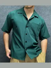 夏用 メンズ 古典的な半袖シャツ【速乾・通気性・ゆったりシルエット・シンプルデザイン】