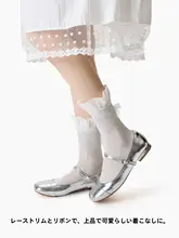 夏用 薄手通気性 中筒靴下【フリルデザイン・甘いリボン飾り・女性用・ノー打孔】