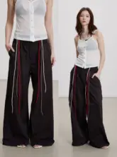 春夏用カラフルなストリング付きワイドパンツ【レディース・軽やか・フィット】（セットアップ対応）