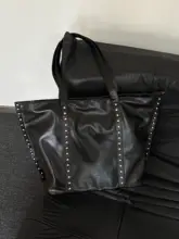 トートバッグ ショルダーバッグ レディース ヴィンテージ パンク スタッズ ブラック 通勤 デザイン性