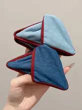 トライアングルデザインのデニムヘアクリップ【レトロ・シャーククリップ・女性用】