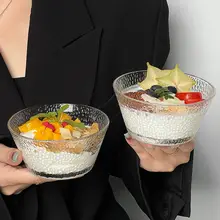 ハンスタイルの槌目模様ガラスボウル【デザート・朝食用・フルーツサラダ・アイスクリーム・燕窝用】