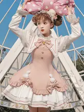 可愛いデザインのロリータ風プリンセスワンピース【甘いピンク・日常使い・クリスマス・お正月用】（セットアップ対応）