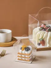 透明ケーキボックス【2寸・3寸・4寸・5寸対応・持ち手付き・焼き菓子用】
