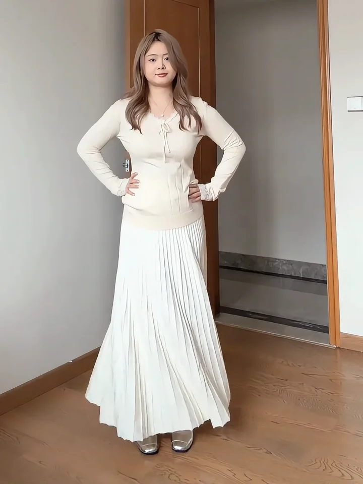 春季新作 ハイウエストプリーツスカート【大きいサイズ・中長丈・カジュアル】