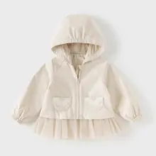 女の子用防水コート【メッシュパネルデザイン・秋用・子供用】（セットアップ対応）