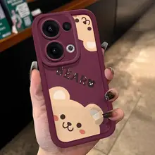 OPPO Reno13 Pro対応 スマートフォンケース【Reno12・Reno11・全包・防摔・可愛いクマデザイン】