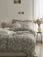 Zijpe 高級レトロレースデザインの60サテン洗濯コットン ベッドシーツ＆カバー4点セット【純綿・フィットシーツ式】