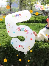 ホワイト32インチ数字バルーン【子供の誕生日・パーティーデコレーション・アウトドア用】