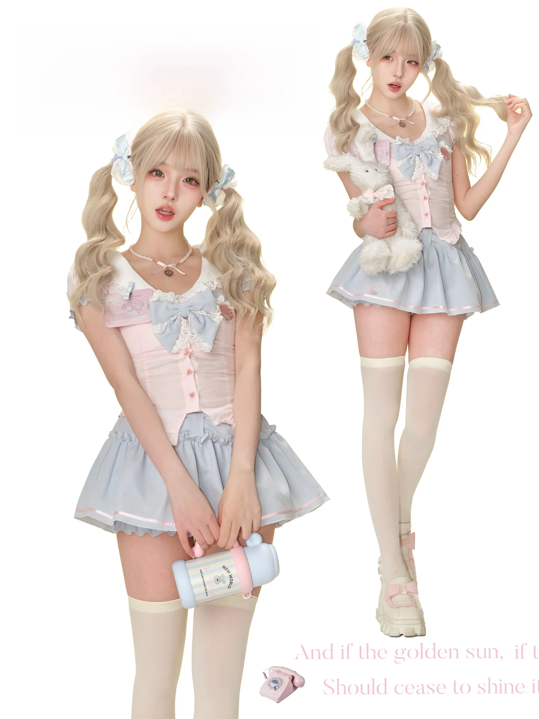 少女風セーラー襟半袖トップスとブルースカートセット：かわいい制服のデザインと実用性を解説