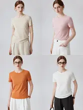 ラナイセル天絲ウール ラウンドネック半袖Tシャツ【通勤用・ベーシックデザイン】