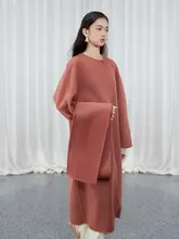 100%ウール製 手作りリバーシブルコート【スカーフ付き】