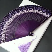 花模様の変色扇【レディース・青墨緑・折りたたみ式・漢服写真撮影用】
