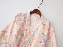 夏用コットンガーゼ製女性用和服スタイルルームウェア【薄手・春秋対応・バスローブ】