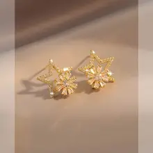 回転する星型ピアス【人工ジルコニア・純銀・ユニークデザイン】